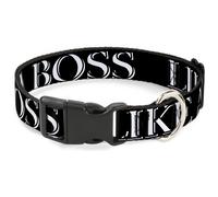 Plastic Clip Collar LIKE A BOSS2 Black/Red Large 15-24"