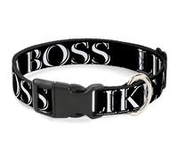 Plastic Clip Collar LIKE A BOSS2 Black/Red NARROW-Large 9.5-14.5"