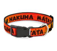 Plastic Clip Collar Lion King HAKUNA MATATA Sunset Oranges/Black Large 15-24"