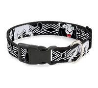 Plastic Clip Collar Lion King Scar Poses White/Black NARROW-Medium 8.5-12"