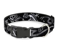 Plastic Clip Collar Live Hard Die Young Black/White NARROW-Large 9.5-14.5"