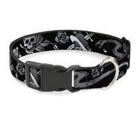 Plastic Clip Collar Live Hard Die Young Black/White NARROW-Medium 8.5-12"