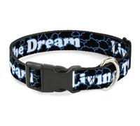 Plastic Clip Collar LIVING THE DREAM Black/Blue/White Small 9.5-13"