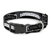 Plastic Clip Collar LIVING THE DREAM Scroll Gray/Black/White NARROW-Small 7-8.5"