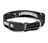 Plastic Clip Collar LIVING THE DREAM Scroll Gray/Black/White Small 9.5-13"