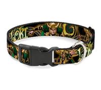 Plastic Clip Collar LOKI Poses Black/Gold/Green Large 15-24"