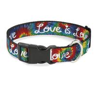 Plastic Clip Collar LOVE IS LOVE BD Tie Dye/White WIDE-Medium 16-23"