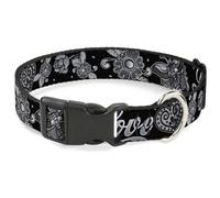 Plastic Clip Collar Love Kills Black/White WIDE-Large 20-31"