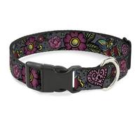 Plastic Clip Collar Love Kills CLOSE-UP Gray WIDE-Large 20-31"
