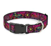 Plastic Clip Collar Love Kills CLOSE-UP Pink WIDE-Large 20-31"