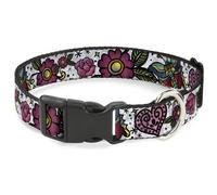 Plastic Clip Collar Love Kills CLOSE-UP White WIDE-Large 20-31"