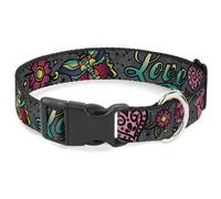 Plastic Clip Collar Love Kills Gray WIDE-Large 20-31"
