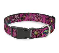 Plastic Clip Collar Love Kills Pink WIDE-Large 20-31"