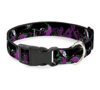 Plastic Clip Collar Maleficent & Diablo Black Roses/Purples Large 15-24"