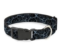 Plastic Clip Collar Marble Black/Baby Blue NARROW-Small 7-8.5"