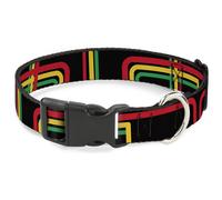 Plastic Clip Collar Maze Lines Black/Rasta WIDE-Medium 16-23"