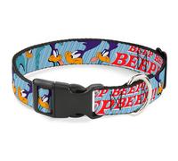 Plastic Clip Collar MEEP MEEP w/Road Runner Poses Baby Blue NARROW-Large 9.5-1