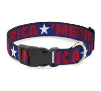 Plastic Clip Collar 'MERICA/Star Blue/Red/White NARROW-Small 7-8.5"