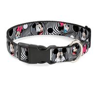 Plastic Clip Collar Mickey & Minnie Peek-a-Boo Expressions Swirl Black/White Lar