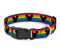 Plastic Clip Collar Mickey Mouse Ears Icon Rainbow Pride Flag WIDE-Large 20-31"