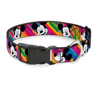 Plastic Clip Collar Mickey Mouse Expressions Multi Color White/Black Medium 11-1