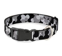 Plastic Clip Collar Mickey Mouse Head Stacked Black/Grays NARROW-Small 7-8.5"