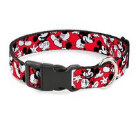 Plastic Clip Collar Mickey Mouse Poses Scattered Red/Black/White Large 15-24"