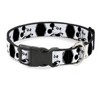 Plastic Clip Collar Mickey Standing Pose Film Strip White/Black NARROW-Medium 8.