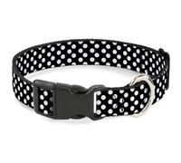 Plastic Clip Collar Micro Polka Dots2 Black/White WIDE-Small 13-17"