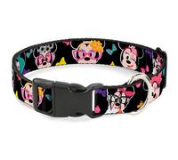 Plastic Clip Collar Mini Minnie Expressions/Bows Black/Multi Color Small 9.5-13"