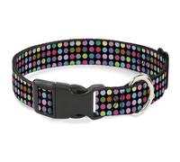 Plastic Clip Collar Mini Polka Dots Black/Multi Color WIDE-Medium 16-23"