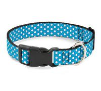 Plastic Clip Collar Minnie Mouse Dots Blue/Black/White WIDE-Medium 16-23"