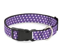 Plastic Clip Collar Minnie Mouse Ears Monogram/Dots Purple/White Medium 11-16.5"