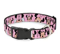 Plastic Clip Collar Minnie Mouse Expressions Polka Dot Pink/White WIDE-Medium 16