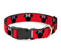 Plastic Clip Collar Minnie Mouse Silhouette Red/Black/Polka Dot WIDE-Medium 16-2
