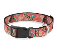 Plastic Clip Collar Moana Pose and Icons Collage Pink NARROW-Small 7-8.5"