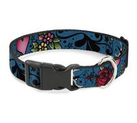 Plastic Clip Collar Mom & Dad CLOSE-UP Blue w/Sparrows NARROW-Small 7-8.5"