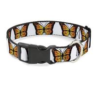 Plastic Clip Collar Monarch Butterfly Repeat White Medium 11-16.5"