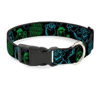 Plastic Clip Collar Monsters Inc. Sully & Mike Poses/GRRRRR Black/Turquoise/Gre