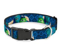 Plastic Clip Collar Monsters University Sulley & Mike Poses/Checkers Blue Medium