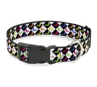 Plastic Clip Collar Mud Flap Girl Diamonds Black/White/Multi Neon Medium 11-16.5