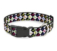 Plastic Clip Collar Mud Flap Girl Diamonds Black/White/Multi Neon WIDE-Large 20-
