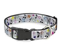 Plastic Clip Collar Music Notes Stars White/Black/Multi Color NARROW-Small 7-8.5
