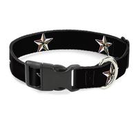 Plastic Clip Collar Nautical Star Black/White/Rainbow WIDE-Large 20-31"