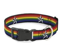 Plastic Clip Collar Nautical Star Rainbow/White/Black NARROW-Large 9.5-14.5"