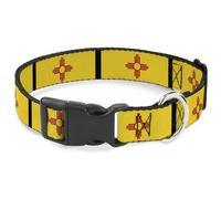 Plastic Clip Collar New Mexico Flag/Black WIDE-Large 20-31"