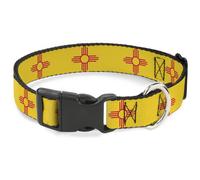 Plastic Clip Collar New Mexico Flag Yellow/Red WIDE-Large 20-31"