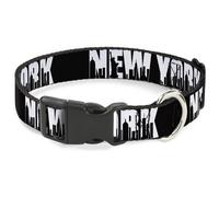 Plastic Clip Collar NEW YORK Bold/Skyline Silhouette Black/White/Black WIDE-Medi