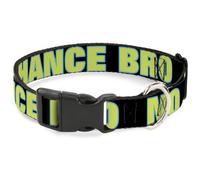Plastic Clip Collar NO CHANCE BRO Black/Turquoise/Green WIDE-Small 13-17"