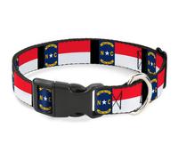 Plastic Clip Collar North Carolina Flag/Black NARROW-Small 7-8.5"